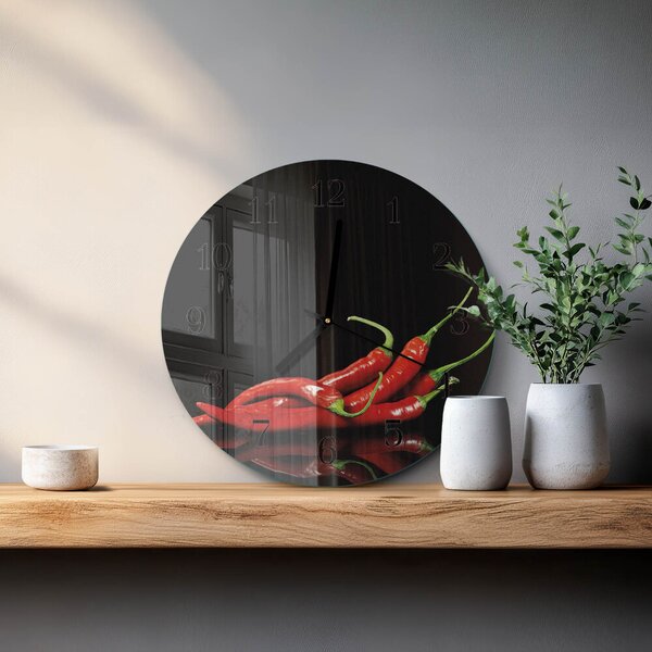 Skleněné nástěnné hodiny Chilli papričky zsoc-fi30-00059165