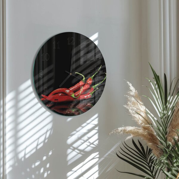 Skleněné nástěnné hodiny Chilli papričky zsoc-fi30-00059165