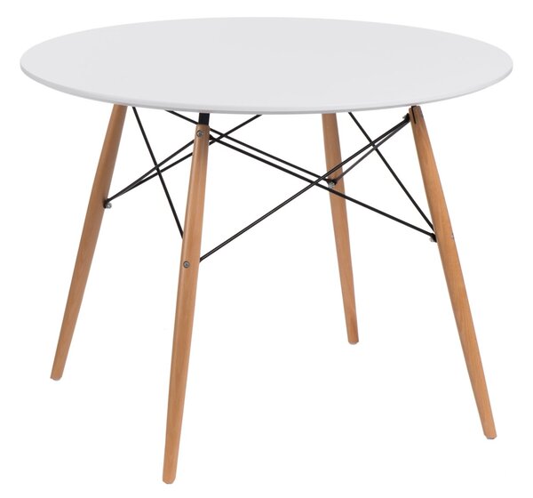 Stůl DTW 100 cm, deska bílá, 100 x 100 cm, bílá buk, dřevo