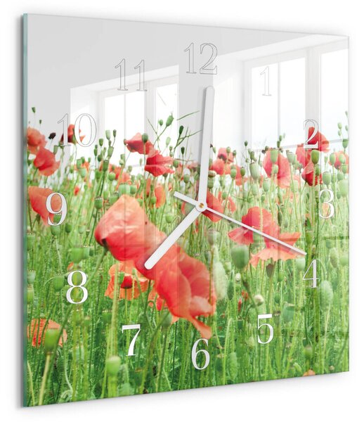 Skleněné hodiny Vlčí máky zskb-30x30-00081265