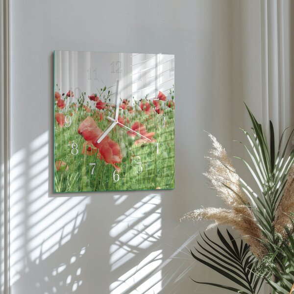 Skleněné hodiny Vlčí máky zskb-30x30-00081265