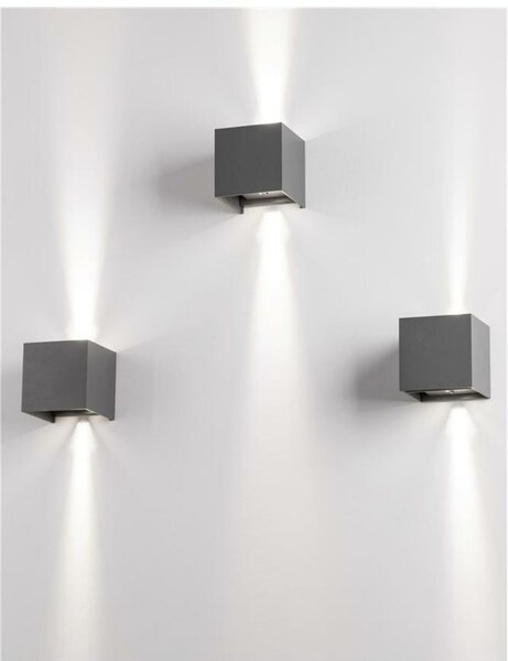 NOVA LUCE venkovní nástěnné svítidlo COMO tmavě šedý hliník LED 2x3W 3000K 3000K 220-240V nastavitelný úhel 0-90st. IP54 847407