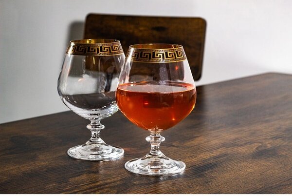 BOHEMIA ANGELA VERSO GOLD SKLENICE NA BRANDY 400 ML SADA 6 KS