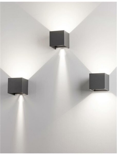 NOVA LUCE venkovní nástěnné svítidlo COMO tmavě šedý hliník LED 2x3W 3000K 3000K 220-240V nastavitelný úhel 0-90st. IP54 847407