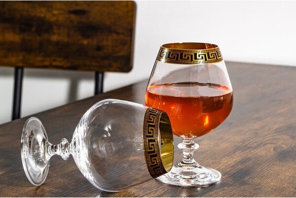 BOHEMIA ANGELA VERSO GOLD SKLENICE NA BRANDY 400 ML SADA 6 KS