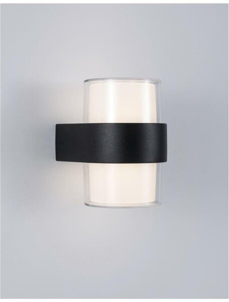 NOVA LUCE venkovní nástěnné svítidlo DARF černý hliník ABS difuzor LED 2x5W 3000K 100-240V 115st. IP65 světlo nahoru a dolů 9925666