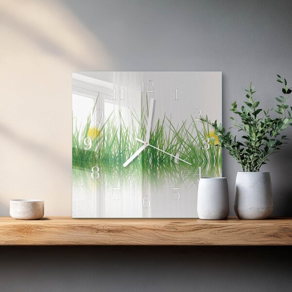 Skleněné hodiny Tráva zskb-30x30-00079303