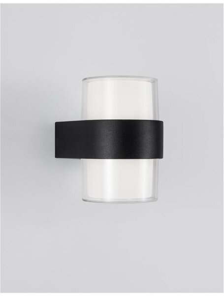 NOVA LUCE venkovní nástěnné svítidlo DARF černý hliník ABS difuzor LED 2x5W 3000K 100-240V 115st. IP65 světlo nahoru a dolů 9925666