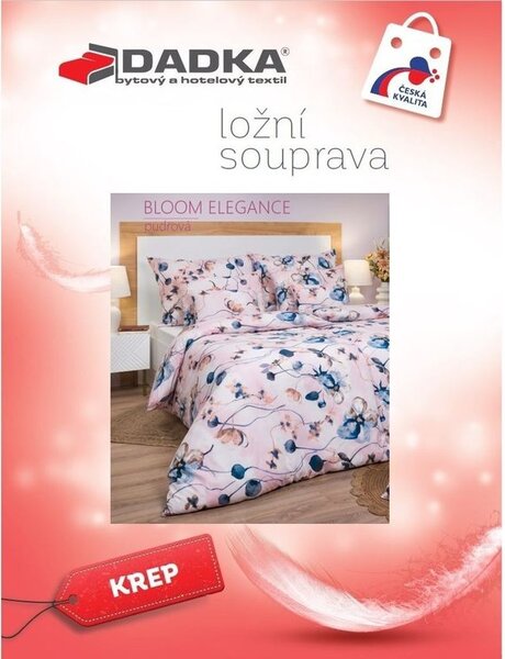 Krepové povlečení Bloom elegance pudrové 140x200, 70x90 cm