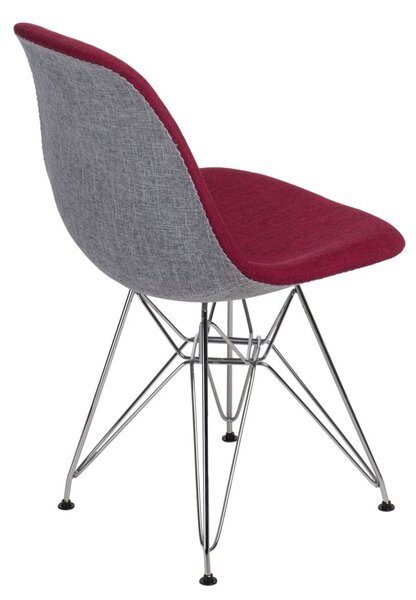 Židle P016 DSR duo červená šedá, Sedák s čalouněním, Nohy: chrom, kov, barva: šedá, bez područek chrom