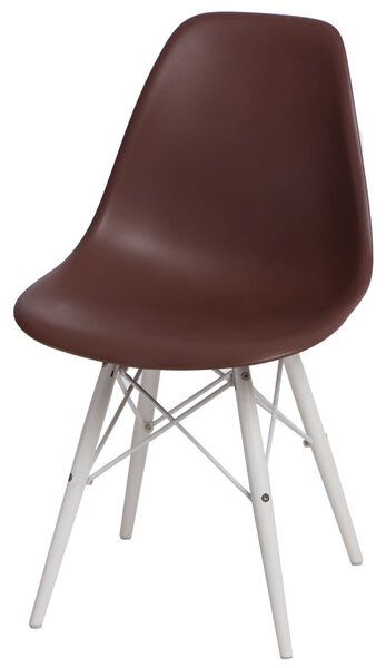 Židle P016V pp hnědá/bílá, Sedák s čalouněním, Nohy: buk, dřevo, barva: hnědá, bez područek buk