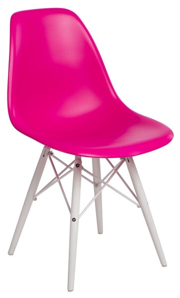 Židle P016V pp tmavě růžová/bílá, Sedák bez čalounění, Nohy: buk, , barva: růžová, bez područek buk