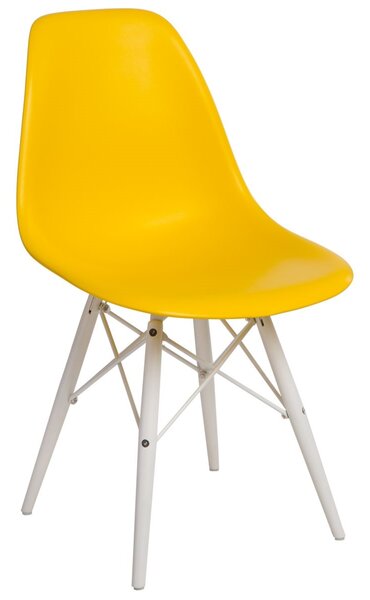 Židle P016V pp žlutá/bílá, Sedák bez čalounění, Nohy: buk, , barva: zlatá, bez područek buk