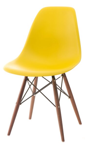 Židle P016V pp žlutá/tmavá, Sedák bez čalounění, Nohy: dřevo, , barva: zlatá, bez područek buk