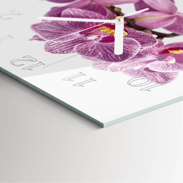 Skleněné hodiny Orchideje zskb-30x30-00080925