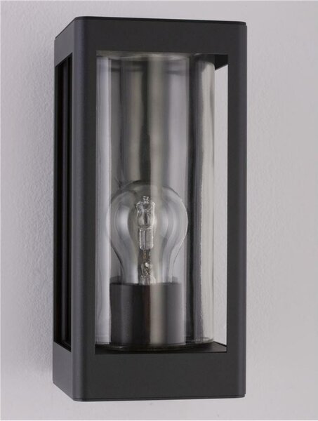 NOVA LUCE venkovní nástěnné svítidlo FIGO tmavě šedý hliník a čiré sklo E27 1x12W 220-240V bez žárovky IP54 9060192