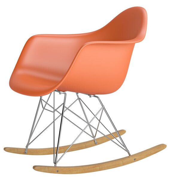 Židle P018 RR PP oranžová inspirovaná rar, Sedák bez čalounění, Nohy: dřevo, kov, barva: oranžová, s područkami chrom