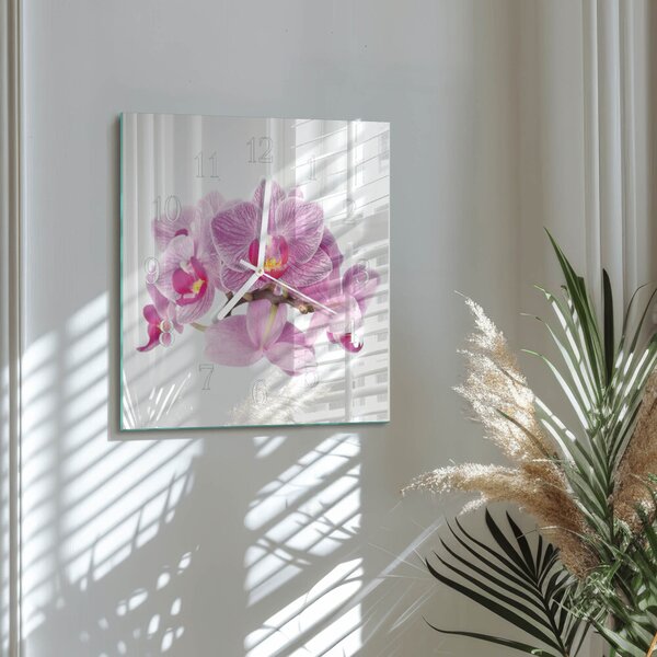 Skleněné hodiny Orchideje zskb-30x30-00080925
