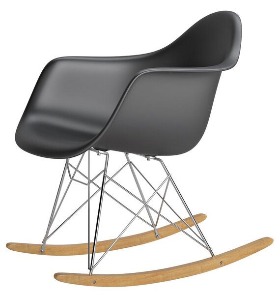 Židle P018 RR PP černá inspirována rar, Sedák bez čalounění, Nohy: dřevo, , barva: černá, s područkami chrom