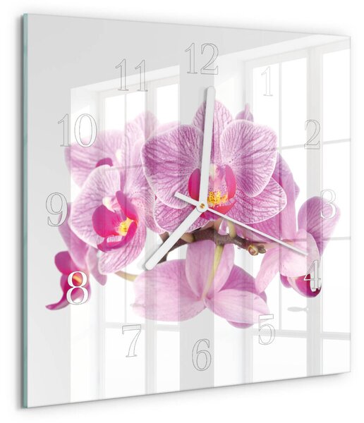 Skleněné hodiny Orchideje zskb-30x30-00080925