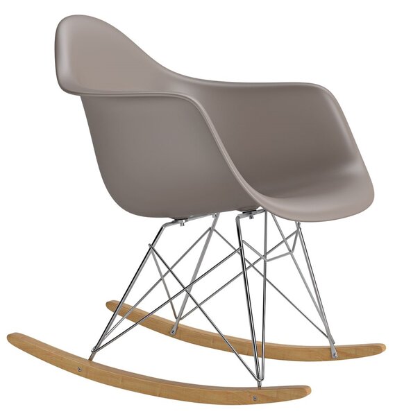 Židle P018 RR PP mírně šedá inspirována rar, Sedák bez čalounění, Nohy: dřevo, plast, barva: šedá, s područkami chrom