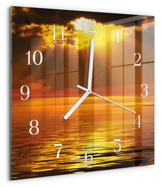 Skleněné hodiny Západ slunce zskb-30x30-00057374