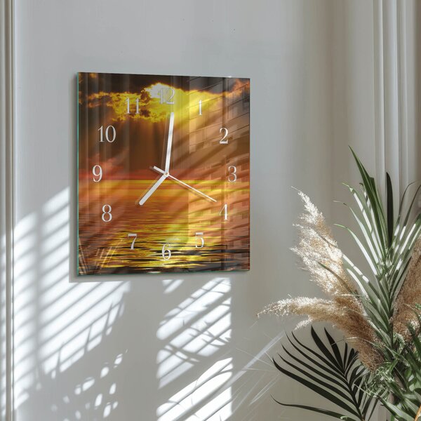 Skleněné hodiny Západ slunce zskb-30x30-00057374