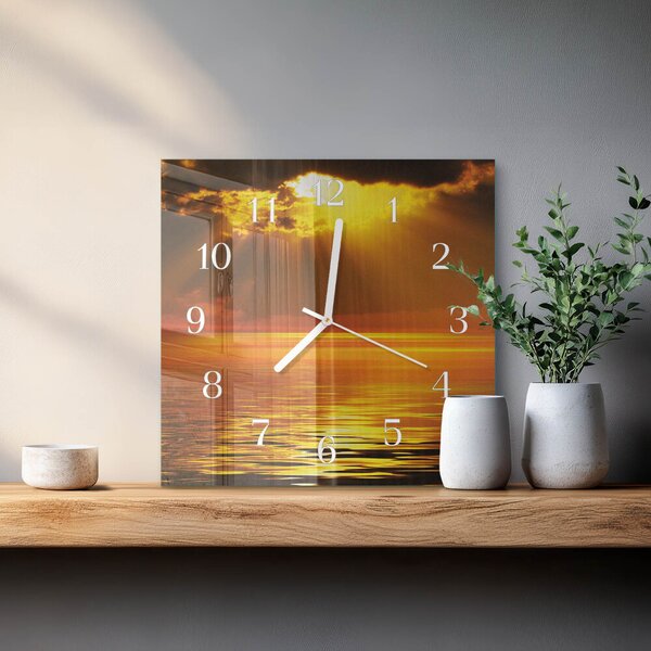 Skleněné hodiny Západ slunce zskb-30x30-00057374