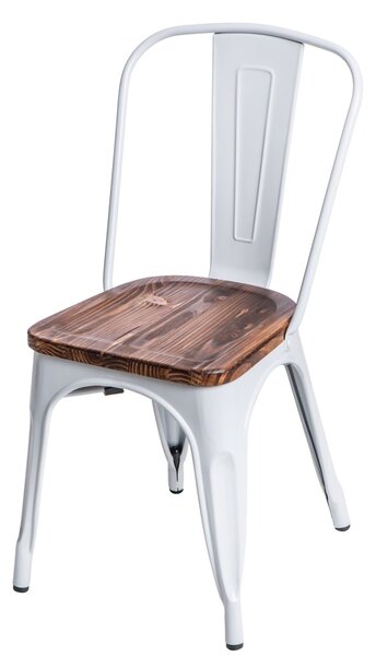 Židle PARIS WOOD bílá sosna, Sedák bez čalounění, Nohy: kov, dřevo, barva: bílá, bez područek sosna