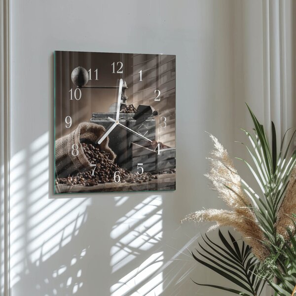 Skleněné hodiny Mlýnek na kávu zskb-30x30-00058274