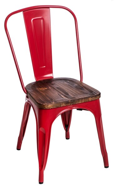 Židle Paris Wood červená sosna, Sedák bez čalounění, Nohy: kov, dřevo, barva: hnědá, bez područek sosna