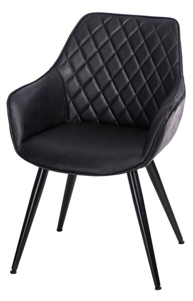 Židle ROXANA černá, Sedák s čalouněním, Nohy: kov, dřevo, barva: černá, s područkami kov
