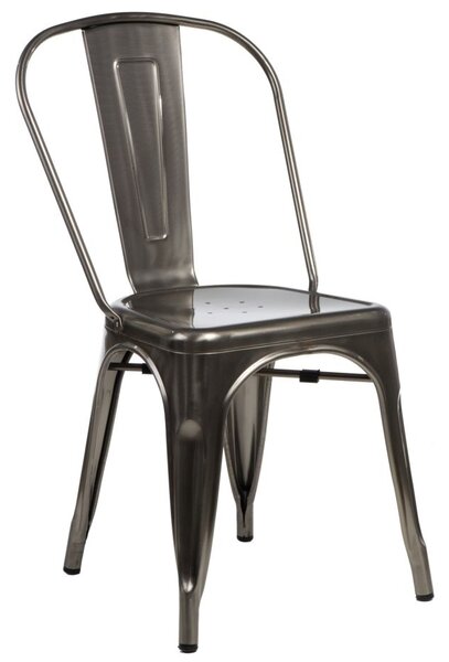 Židle PARIS kovová inspirovaná TOLIX, Sedák bez čalounění, Nohy: kov, kov, barva: šedá, bez područek kov