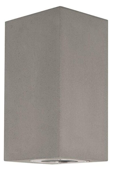 NOVA LUCE venkovní nástěnné svítidlo FUENTO šedý beton skleněný difuzor GU10 2x7W IP65 100-240V bez žárovky světlo nahoru a dolů 9790552
