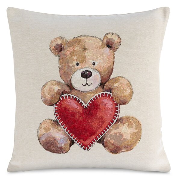 VÁNOČNÍ GOBELÍNOVÝ DEKORAČNÍ POVLAK NA POLŠTÁŘ TEDDY 45X45 CM VZOROVANÁ
