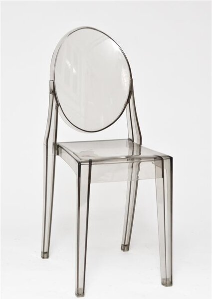 Židle VIKI šedá transparent, Sedák bez čalounění, Nohy: polykarbonát, plast, barva: transparentní, bez područek plast