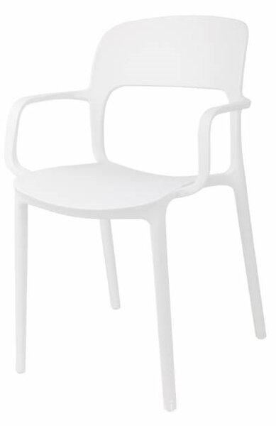Židle s područkami FLEXI bílá, Sedák bez čalounění, Nohy: polypropylén, plast, barva: bílá, s područkami plast
