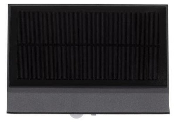 NOVA LUCE venkovní nástěnné svítidlo JIGRA antracitový hliník a čiré sklo LED 2W 3000K 3.7V 100st. IP65 solární s pohybovým čidlem 9492510