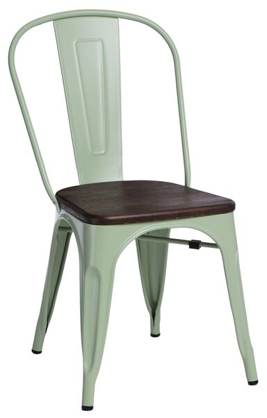 Židle PARIS WOOD zelená sosna kartáčovaná, Sedák bez čalounění, Nohy: kov, dřevo, barva: hnědá, bez područek sosna