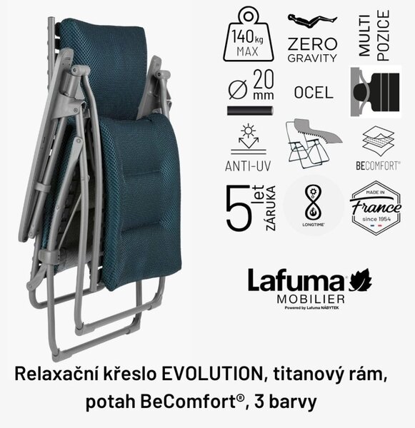Relaxační křeslo Lafuma EVOLUTION BeComfort šedá Silver