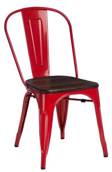 Židle PARIS WOOD červená sosna kartáčovaná, Sedák bez čalounění, Nohy: kov, dřevo, barva: hnědá, bez područek sosna