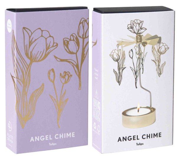 Pluto Rotující svícen Andělské zvonění Tulips - Gold PL147