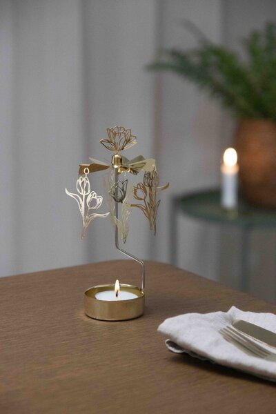 Pluto Rotující svícen Andělské zvonění Tulips - Gold PL147