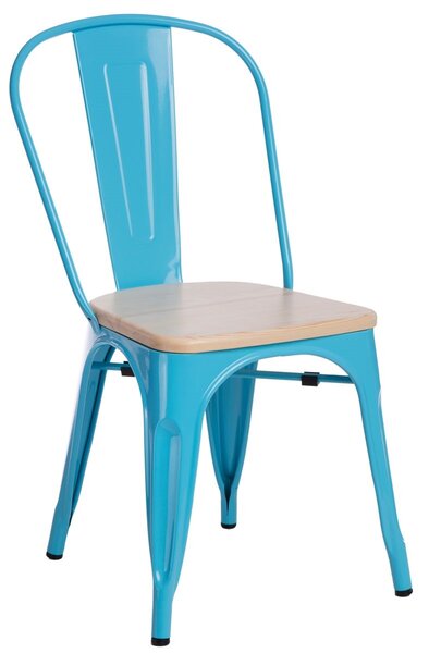 Židle PARIS WOOD modrá sosna přírodní, Sedák bez čalounění, borovice, barva: modrá, bez područek