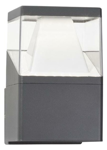 NOVA LUCE venkovní nástěnné svítidlo LOCK hliník tmavě šedá bílý a čirý akrylový difuzor LED 12W 220-240V 45st. IP54 3000K nebo 4000K 813101