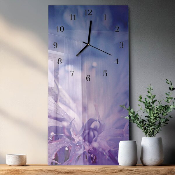 Skleněné hodiny vertikální Květ zsppc-30x60-00171858