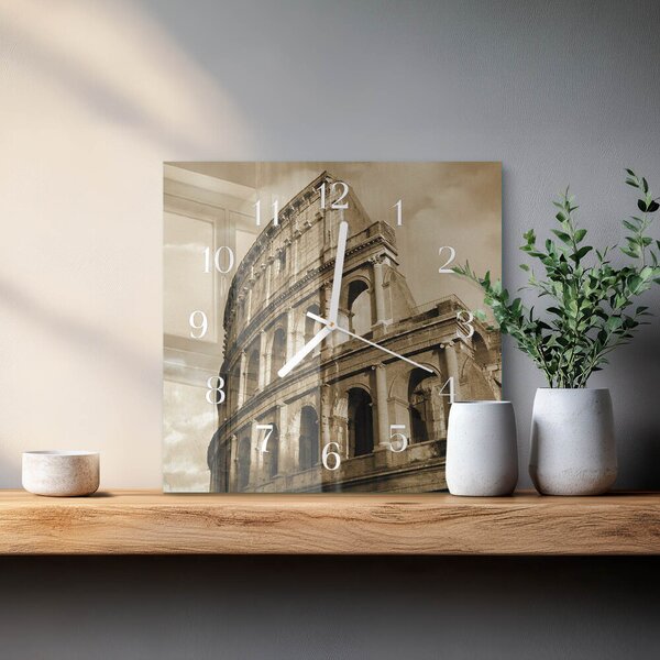 Skleněné hodiny Sépiové Koloseum zskb-30x30-00081379