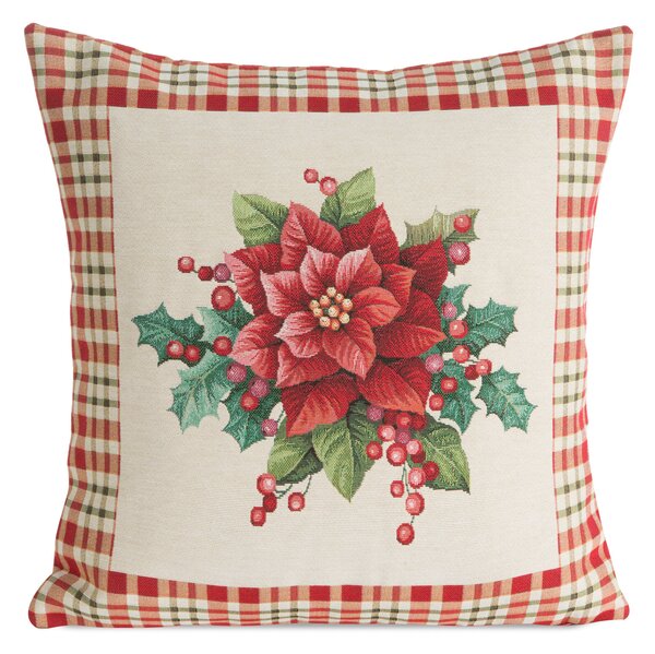 VÁNOČNÍ GOBELÍNOVÁ DEKORAČNÍ POVLAK NA POLŠTÁŘ MERRY 45X45 CM VZOROVANÁ