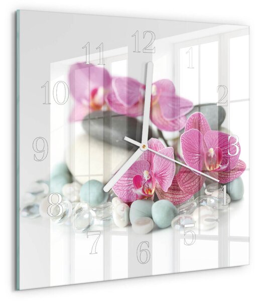 Skleněné hodiny Orchideje zskb-30x30-00079997