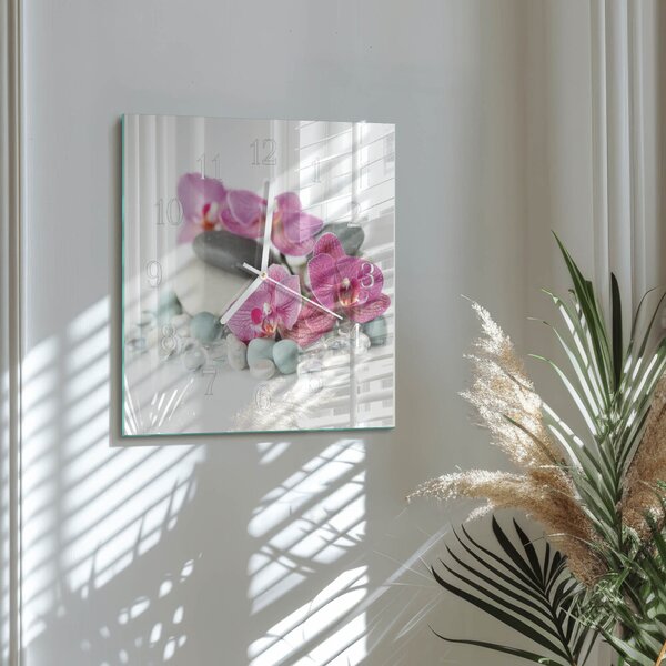 Skleněné hodiny Orchideje zskb-30x30-00079997